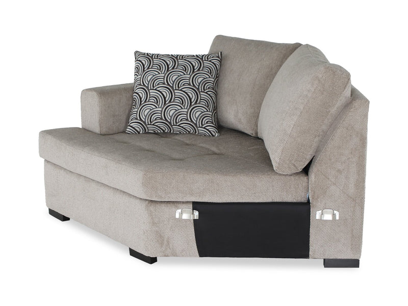 Made in Canada Legend 2-Piece Left-Facing Chenille Fabric Cuddler Sleeper Sectional - Platinum Beige