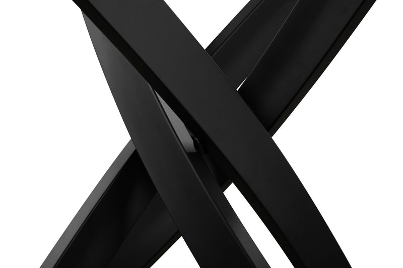 Zoe Dining Table with Glass Top, Metal Geometric Base, 47\"W Round - Black