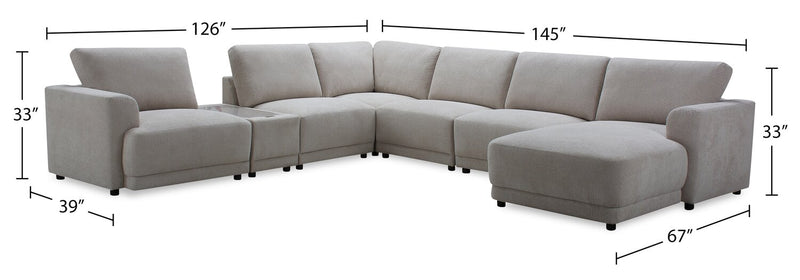 Voyage Modular 7-Piece Right-Facing Fabric Sectional with Console and Removable Back Cushions – Taupe