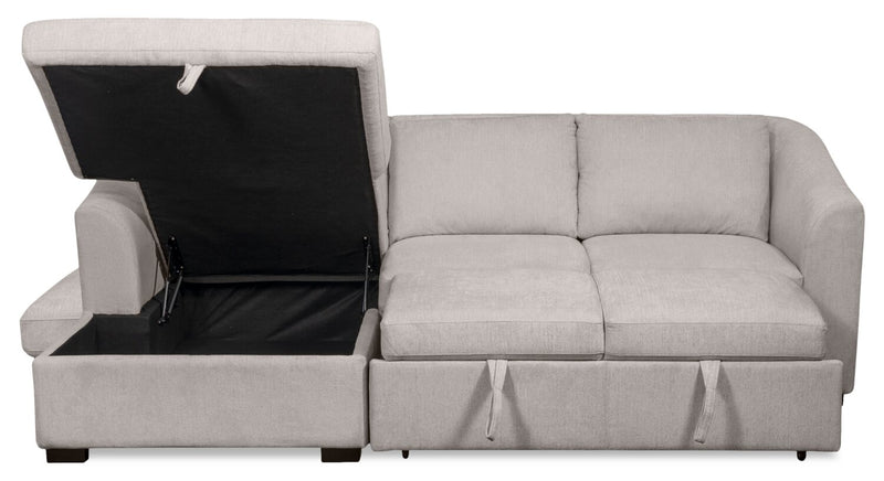 Envy 2-Piece Left-Facing Chenille Fabric Sleeper Sectional with Storage Chaise - Fog Grey