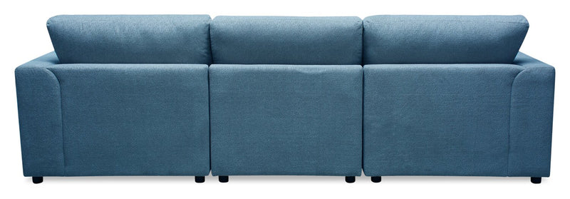 Voyage Modular 3-Piece Left-Facing Fabric Sectional with Removable Back Cushions – Blue