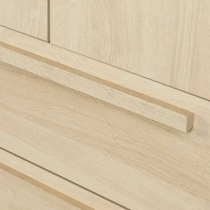 Alex Bedroom 2-Drawer Chest with Storage Cabinet, 33\"W x 68.5\"H - Natural