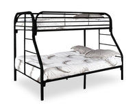 Logan Bunk Bed with Ladders & Guard Rail for Kids, Black Metal - Twin/Full 