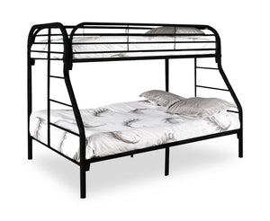 Logan Bunk Bed with Ladders & Guard Rail for Kids, Black Metal - Twin/Full