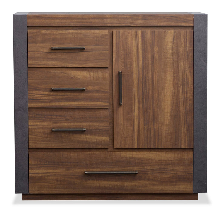 Scott Living Dante Bedroom 4-Drawer Chest with Storage Cabinet, 46\"W x 45\"H - Brown