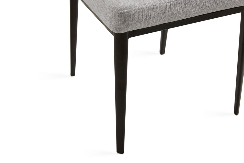 Zoe Dining Chair with Polyester Fabric & Channeled Tufting, Metal - Grey