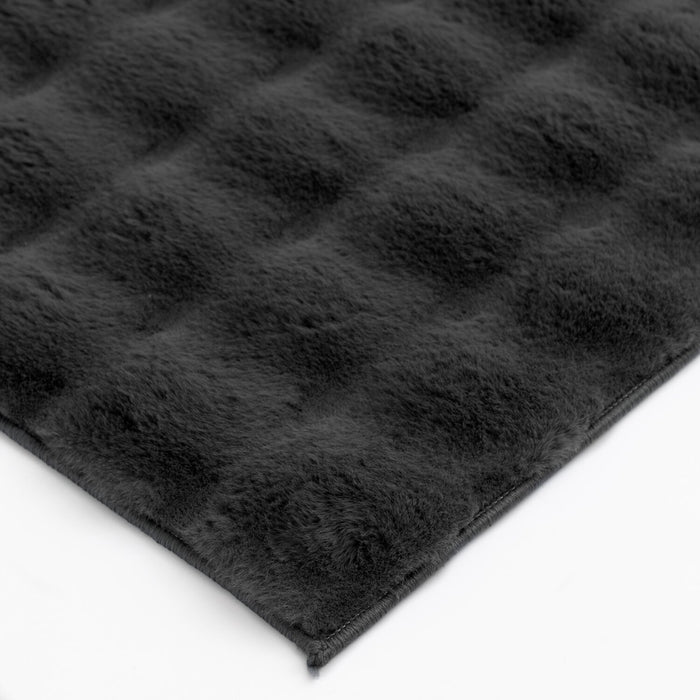 Dream Step Memory Foam Bubble Dark Grey Faux Fur Area Rug - 7' x 10'