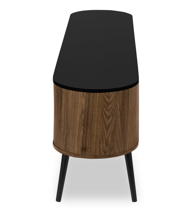 Elle 72\" Rustic TV Stand with Storage and Cable Management for TVs up to 80\"- Dark Brown and Black