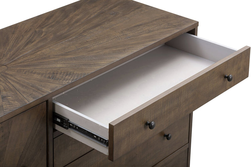 Kort & Co. Sol Dining Server with Built-In Shelves, Storage & 4 Drawers, 60\"W - Brown