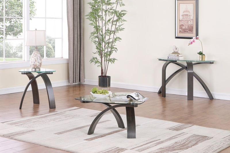 Jorja 46\" Modern Glass Top Sofa Table - Brown with Bentwoood Legs