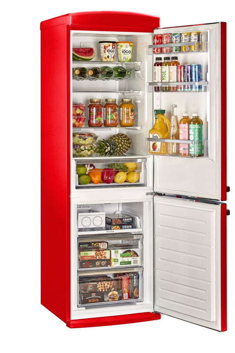 Classic Retro by Unique 24\" 12 Cu. Ft. Bottom-Freezer Refrigerator - Candy Apple Red - UGP-340L AC R