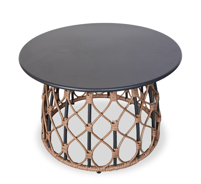 Kort & Co. Panama 5-Piece Outdoor Patio Set with Loveseat, 2 Chairs & Large & Small Tables - Hand-Woven Resin Wicker, UV & Weather Resistant - Natrual/Green