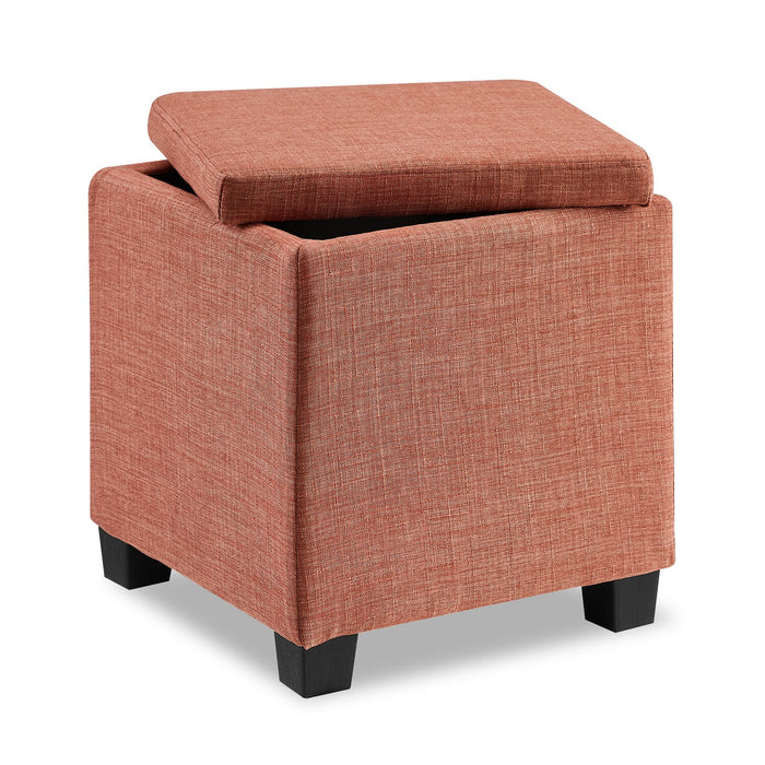 Halifax 14.75\" Square Fabric Storage Ottoman - Orange