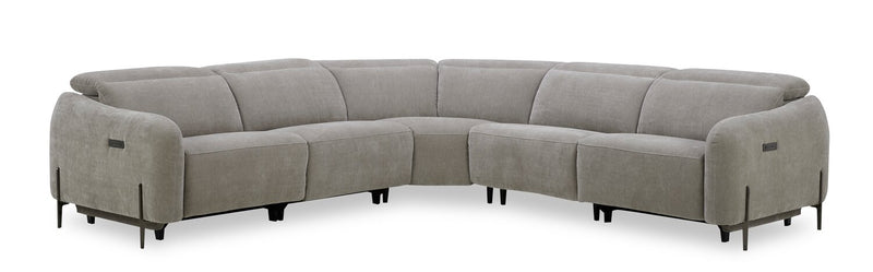 Caprice 5-Piece Power Reclining Sectional with Power Headrests - Truffle