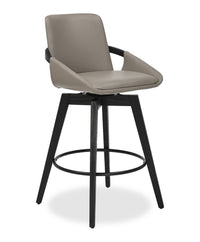 Apex Counter-Height Stool with Swivel Seat, Vegan Leather Fabric, Metal - Taupe 