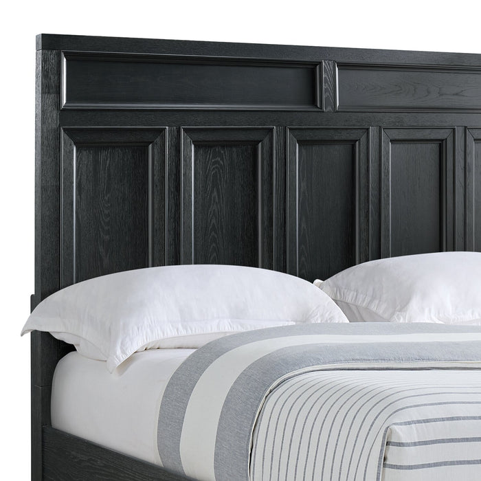 Casa Panel Bed with Headboard & Frame, Wood, Black - King Size