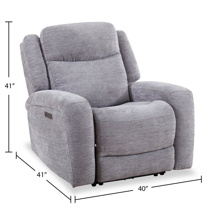 Atlantis 38\" Zero Gravity Fabric Power Reclining Chair with USB Port - Dove Grey