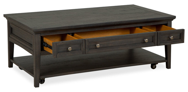 Hanson 50” Traditional Pine Coffee Table with Storage and Casters - Graphite