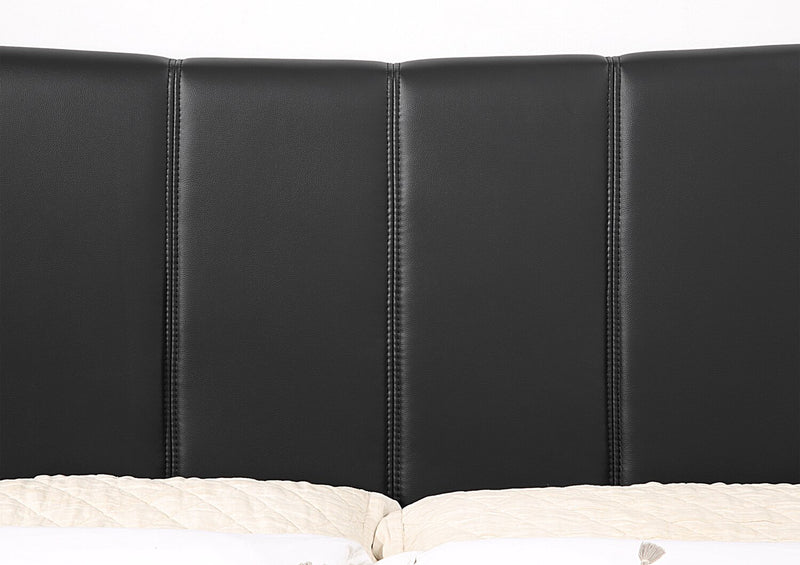 Paseo Platform Bed in Black Vegan-Leather Fabric - Queen Size