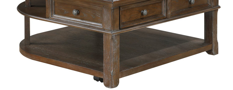 Weston 38” Traditional Lift Top Coffee Table with Storage and Casters - Brown Elm