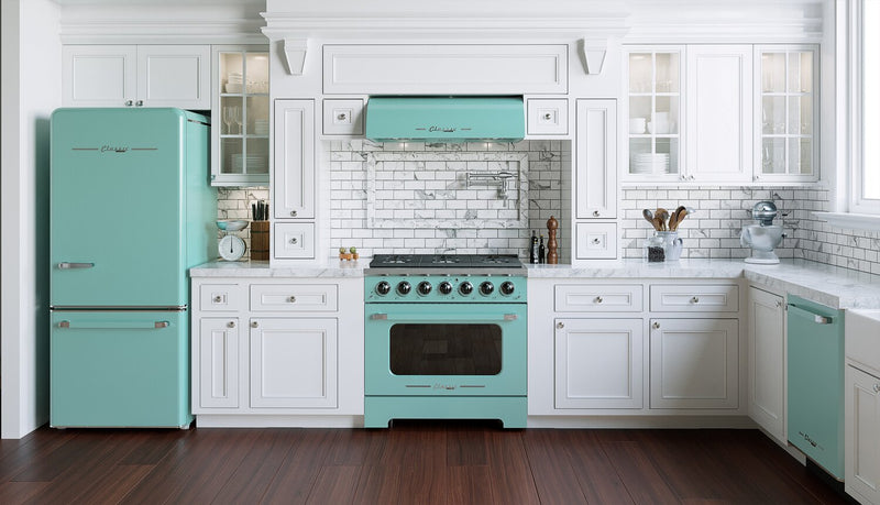 Classic Retro by Unique 36\" 700 CFM Under-Cabinet Range Hood - Ocean Mist Turquoise - UGP-36CR RH T