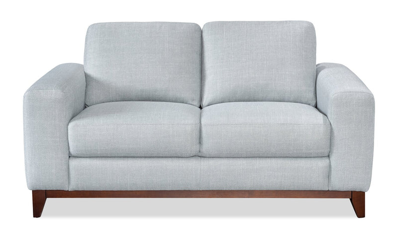 River 63.3\" Linen-Look Fabric Loveseat with Wood Base and Legs - Grey