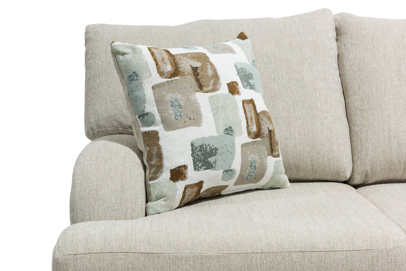 Made in Canada Nofia 58\" Chenille Fabric Loveseat with Two Accent Pillows and Wood Legs - Linen Beige