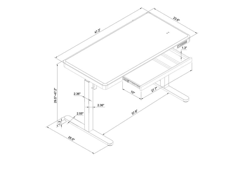 Loft 47.24” Height-Adjustable Office Desk with Storage and Wireless Charging - Natural