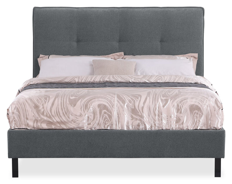 Amos Upholstered Platform Bed in Charcoal Fabric with Tufted Headboard - Full Size