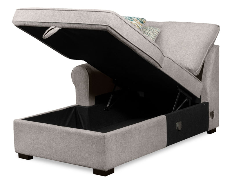 Scott Living Haven 3-Piece Right-Facing Chenille Fabric Cuddler Sleeper Sectional with Storage - Grey