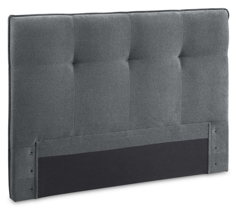 Amos Upholstered Platform Bed in Charcoal Fabric with Tufted Headboard - Queen Size