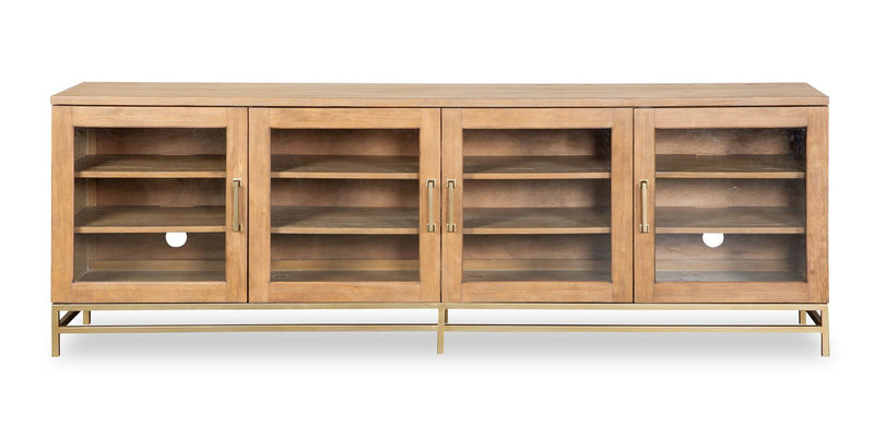 Cresset 84” Modern Solid Wood TV Stand with Storage and Cable Management for TVs up to 90\" - Belgian Wheat