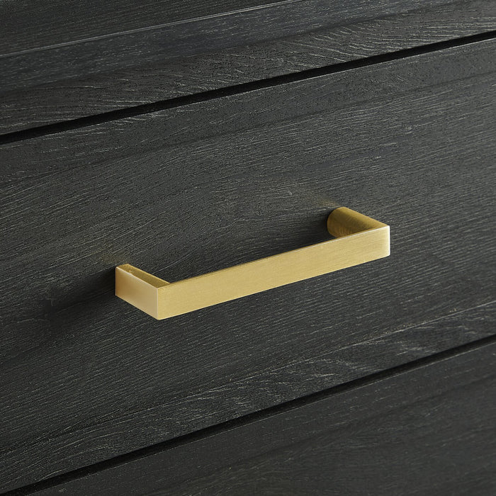 Alia Bedside 2-Drawer Nightstand with Gold Accent, 18\"W x 25.75\"H - Black