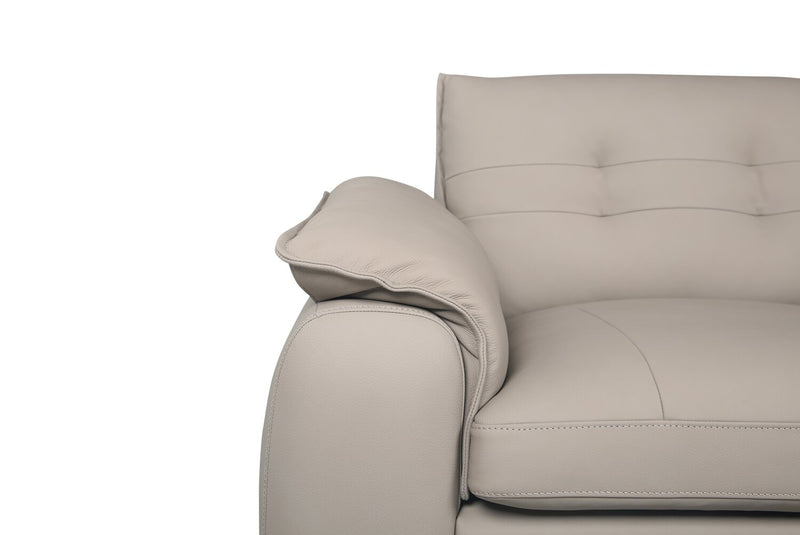 Raya Modular 5-Piece Right-Facing Genuine Leather Sectional with Storage Console and Wood Legs - Stone Beige