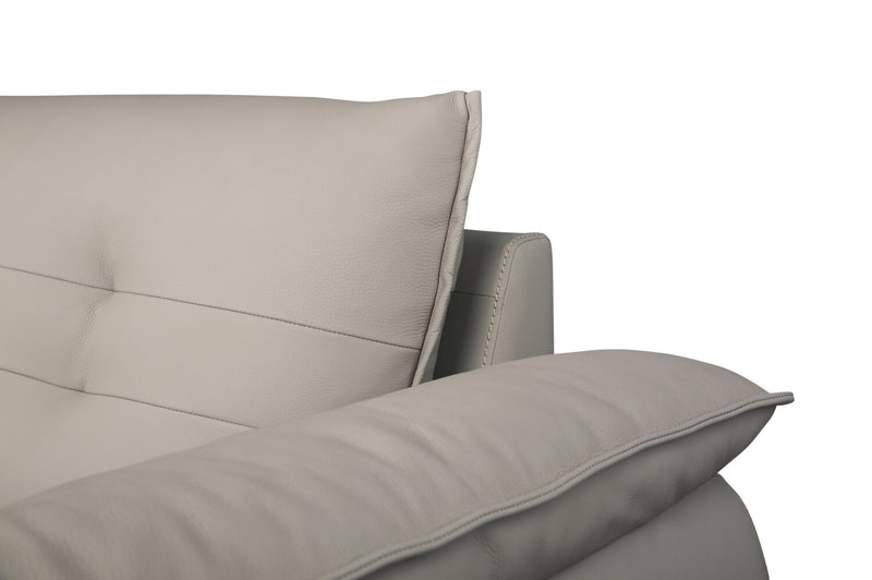 Raya Modular 5-Piece Right-Facing Genuine Leather Sectional with Storage Console and Wood Legs - Stone Beige