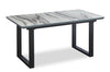 ["Ezra Dining Table, 63-79\"W Self-Storing Butterfly Leaf, Metal, Glass, Faux Marble - White"]