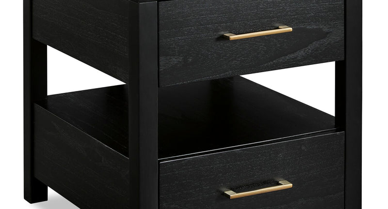 Julian 22” Contemporary End Table with Storage and USB Ports - Black