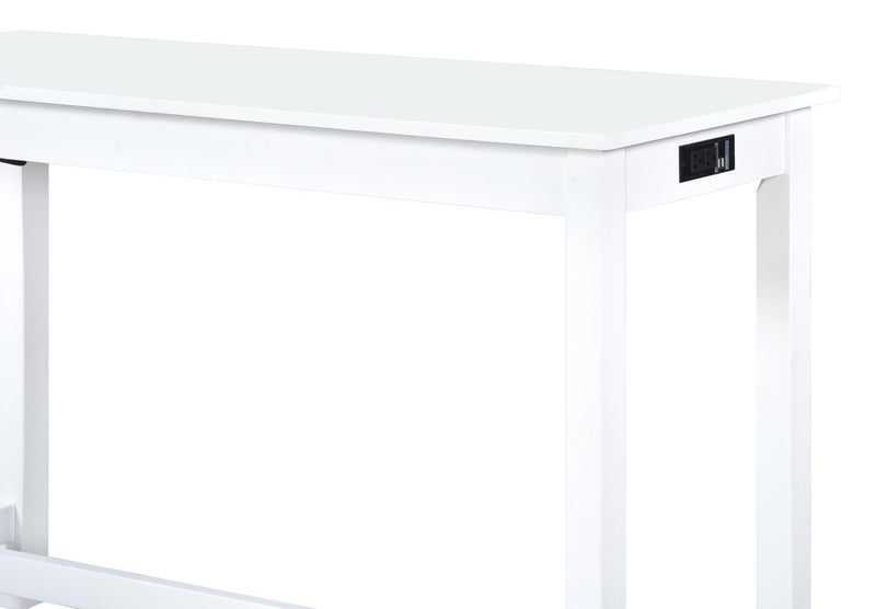Noah 60” Modern Dinette with 3 Counter-Height Stools and USB Ports - White