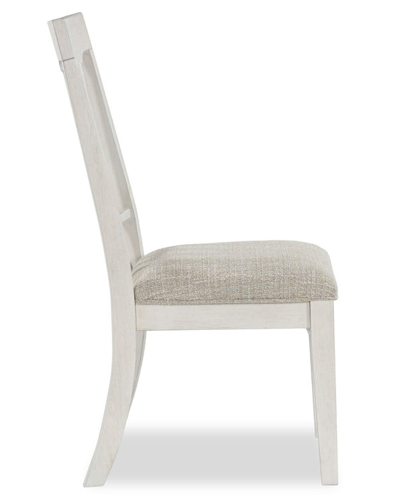 Quill Dining Chair with Polyester Fabric, Spindle-Back - Antique White & Brown