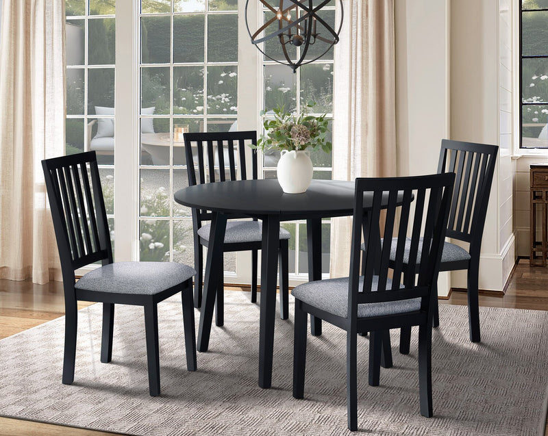 Bryn Dining Chair with Fabric Seat, Slat-Back - Black