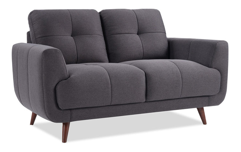 Brook 84\" Fabric Loveseat with Tufted Cushions – Charcoal