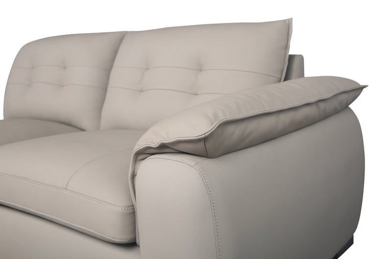 Raya Modular 5-Piece Left-Facing Genuine Leather Sectional with Storage Console and Wood Legs - Stone Beige