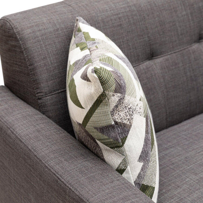 Kort & Co. Freeman 80” Linen-Look Fabric Condo Size Sofa with Wood Legs - Charcoal Grey