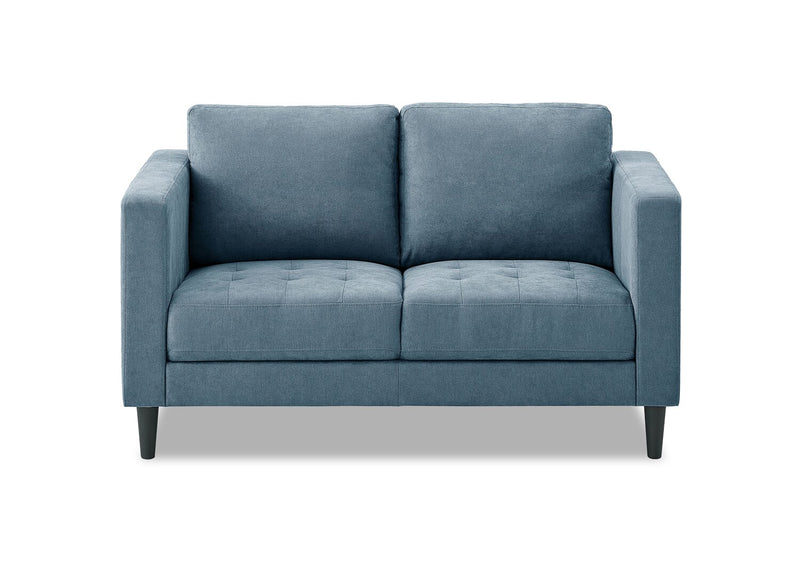 Metro 57\" Fabric Loveseat with Tufted Seat Cushions and Reversible Back Cushions - Denim Blue