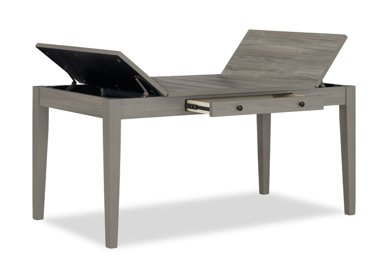 Cove 6pc Dining Table Set with Table, Bench & 4 Chairs, Storage Drawers, Melamine, 66\"W - Grey