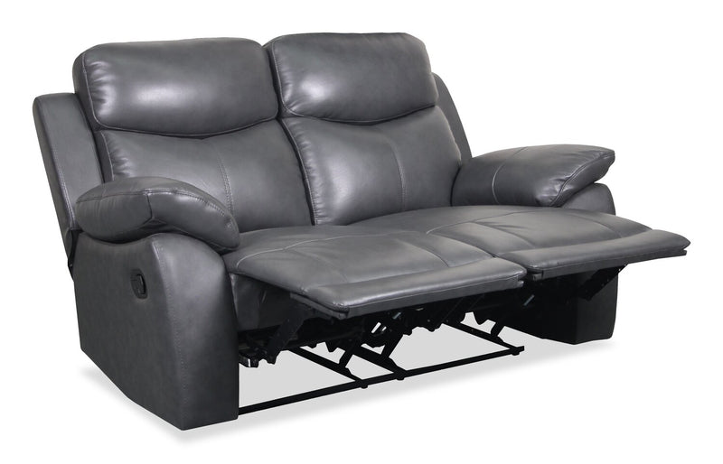 Cornell 63.39\" Top-Grain Genuine Leather Reclining Loveseat - Grey