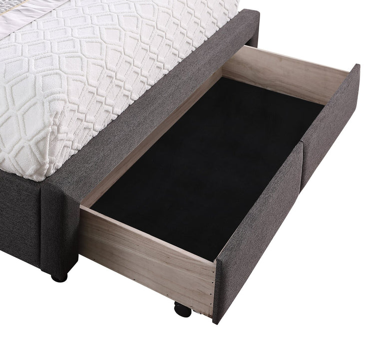 Beck Upholstered Storage Bed in Dark Grey Fabric, Button Tufted - King Size