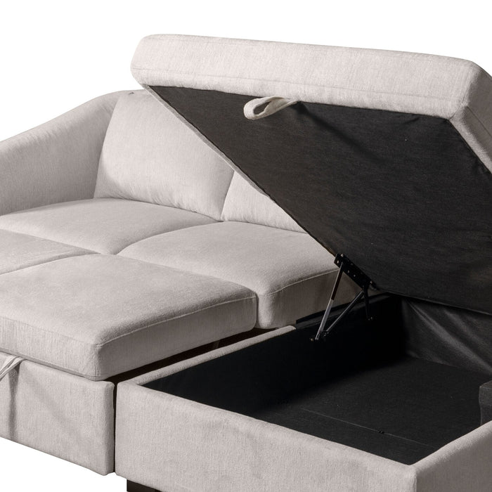 Envy 2-Piece Right-Facing Chenille Fabric Sleeper Sectional with Storage Chaise - Fog Grey