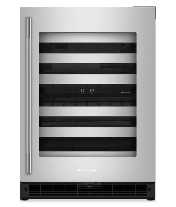 KitchenAid 24\" Undercounter Wine Cooler with Full-Extension – Stainless Steel - KUWR324SSB