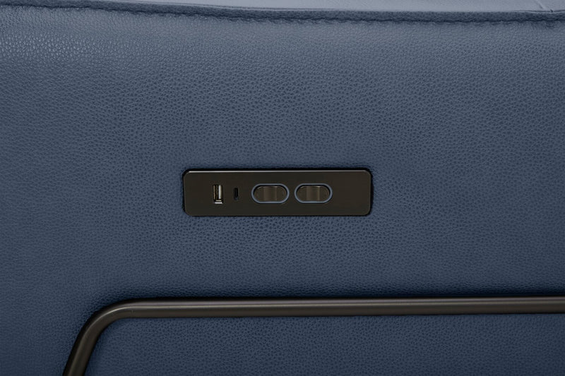 Riviera Top-Grain Genuine Leather Power Reclining Chair - Blue